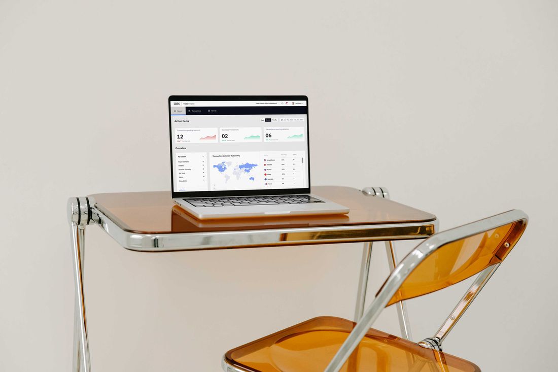 Trade Finance dashboard on a laptop