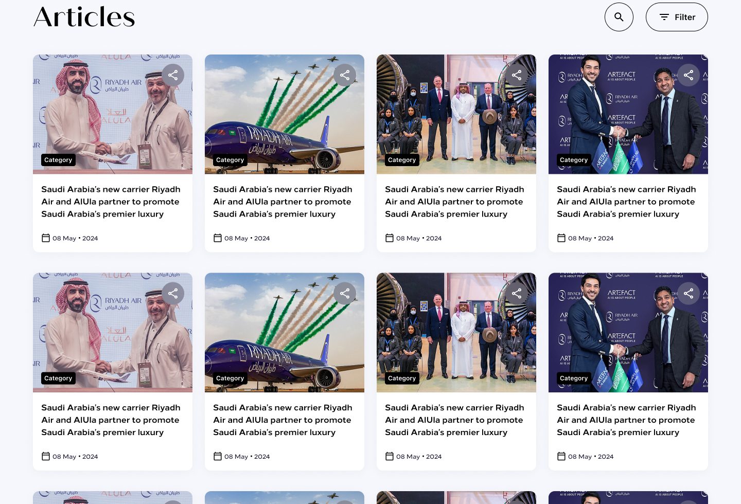Media centre article grid