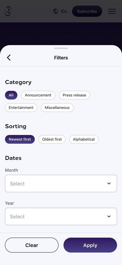 Media centre filters on mobile